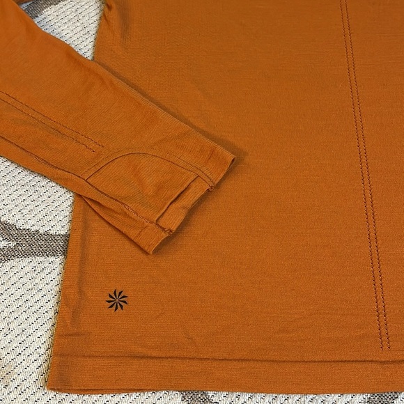 Athleta Ascent Seamless turtleneck Foliage Orange Thumbhole long sleeve top - Picture 9 of 12